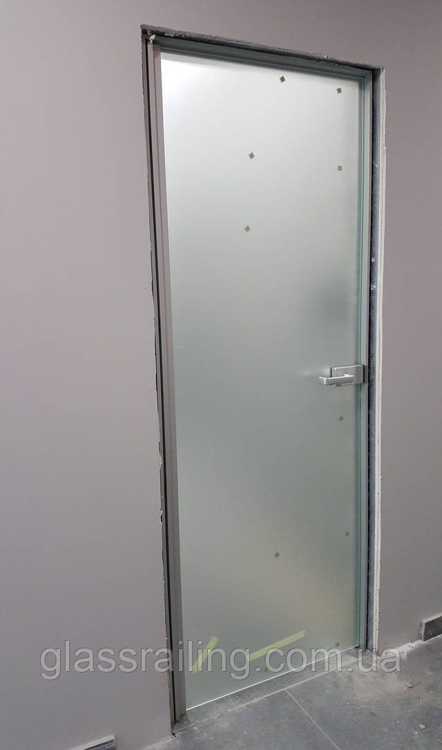 Скляні двері в алюмінієвій коробці Скляні двері на планці-петлі