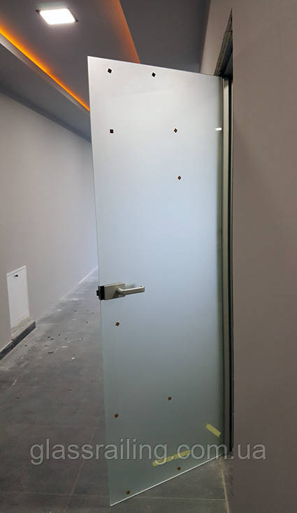 Скляні двері в алюмінієвій коробці Скляні двері на планці-петлі
