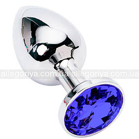 Анальна пробка з каменем втулка анальна для початківців Анальна іграшка корка анальна срібляста конусна