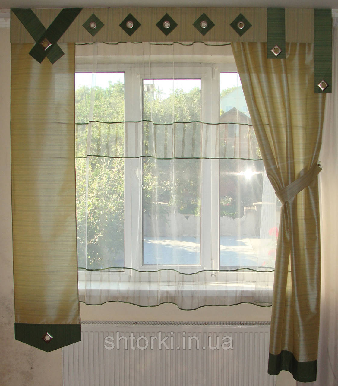 Комплект гардин Салатовий і зелений Хай-тек, 2 м, фото 1