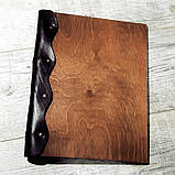 Папка меню з дерева та шкіри А4, фото 3