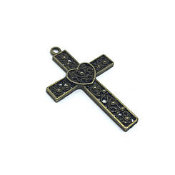 Металевий хрест колір антична бронза 50х33 мм Товари для рукоділля та творчості