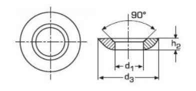 Схема габаритних і приєднувальних розмірів сферичної шайби DIN 6319