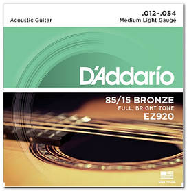 Струны D`ADDARIO EZ920 BRONZE MEDIUM LIGHT 12-54