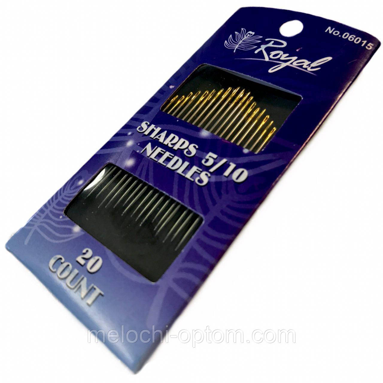 Голки ручні ROYAL №5/10 (20 шт) для шиття з золотим вушком