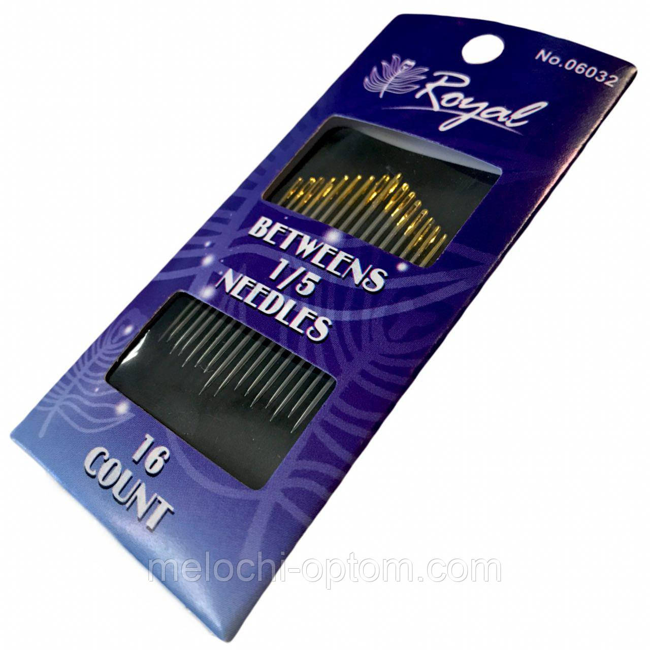 Голки ручні ROYAL №1/5 (16 шт) для шиття з золотим вушком (напівдовгі)
