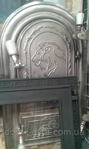 Купить Дверцы чугунные для печи и барбекю Левенок хром овальные ...