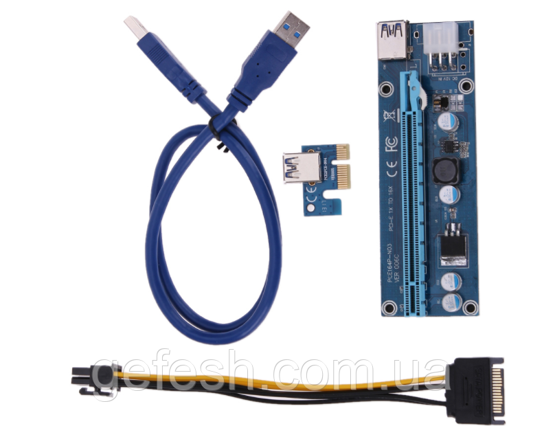 Райзер USB 3.0 PCI-E Express Riser 1X - 16X для видеокарт 60 см - фото 1 - id-p556199378