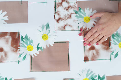 Клейонка силіконова напівпрозора з ромашками, фото 2