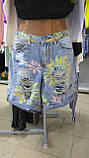 Жіночі джинсові шорти квітковий принт, фото 2