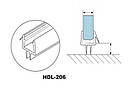 Ущільнювач двері душової кабіни (скло 8мм, довжина 1000 мм)  СКЛО-ПІДЛОГА HDL-206 90 ГРАДУСІВ, фото 2