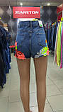 Жіночі джинсові шорти американка квіти вишивка, фото 3