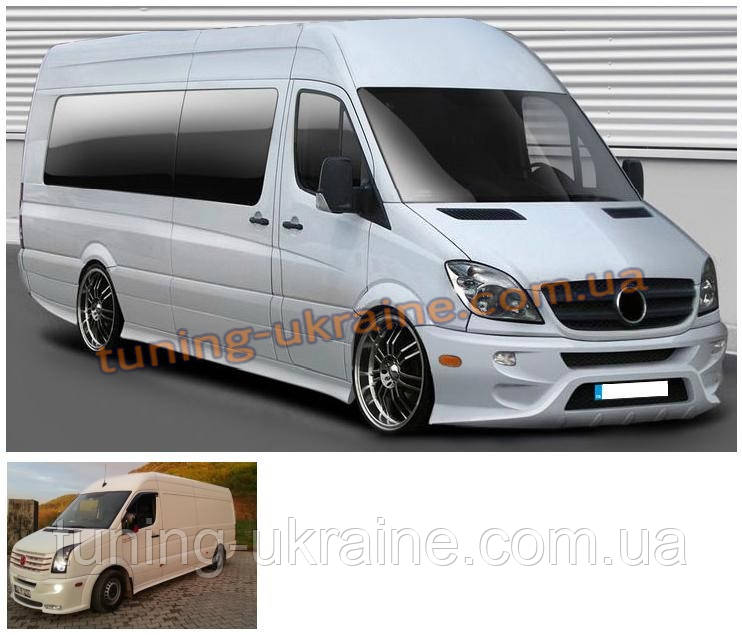 Накладки боковые за задним колесом (продолжение порога) под покраску на Mercedes Sprinter 2006-2013 - фото 1 - id-p556253370