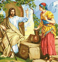 Вишивка бісером "Ісус і самаритянка" (68x56см) повна зашивка, лики вишиваються