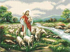 Вишивка бісером "Добрий пастор" (64x48см) повна зашивка, лики вишиваються