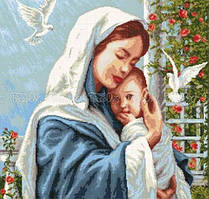 Вишивка бісером картина релігійного характеру "Материнська любов" повна зашивка, лики вишиваються