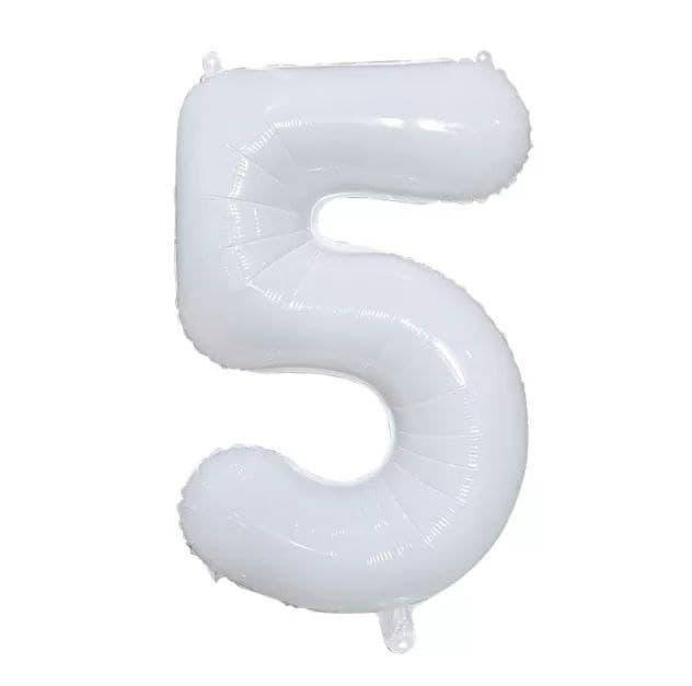 

Фольгированная цифра 5 размер 75см | Белый