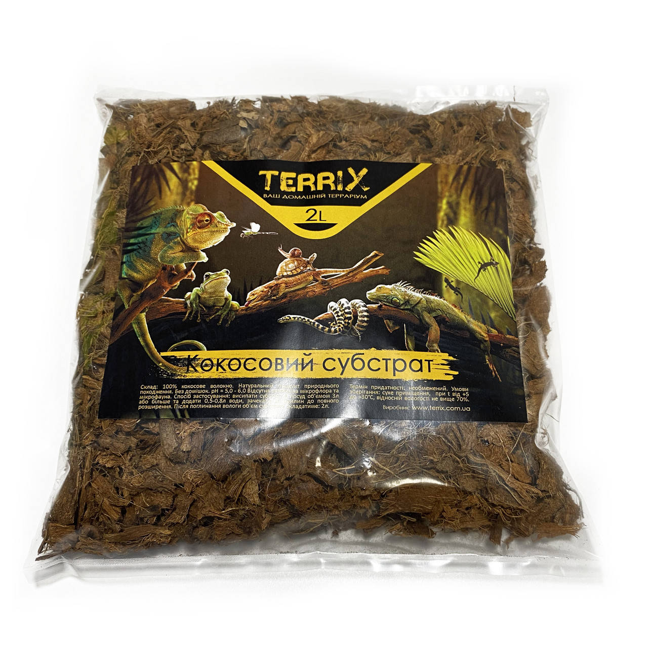 

Кокосовый субстрат для террариума Terrix крупный 2 л