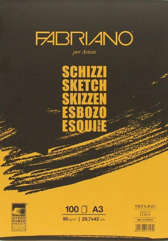 

Склейка для ескізів Schizzi Sketch A3 (29,7x42 см), 90г/м2, 100л., Fabriano