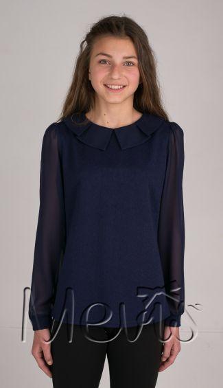 Шкільна блуза для дівчинки TM Mevis оптом р. 146-164 см (синій)
