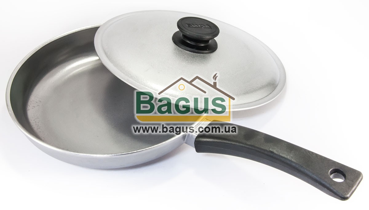 Сковорода 24 см алюмінієва з потовщеним дном і кришкою Біол (2404BK)