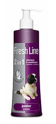 Шампунь для цуценят і молодих собак 2 в 1 Юніор Фреш лайн (Fresh Line), 220 мл.