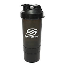 Пляшка - шейкер Smart Shake для спортивних коктейлів з поїлкою 400 мл Чорний