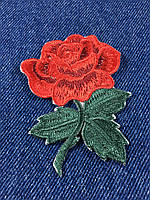 Нашивка Роза s цвет красный 62х75 мм