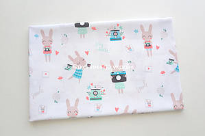 Преміум бавовна Кролики з фотоапаратом ЗАЛИШОК 0,6м + 50*75