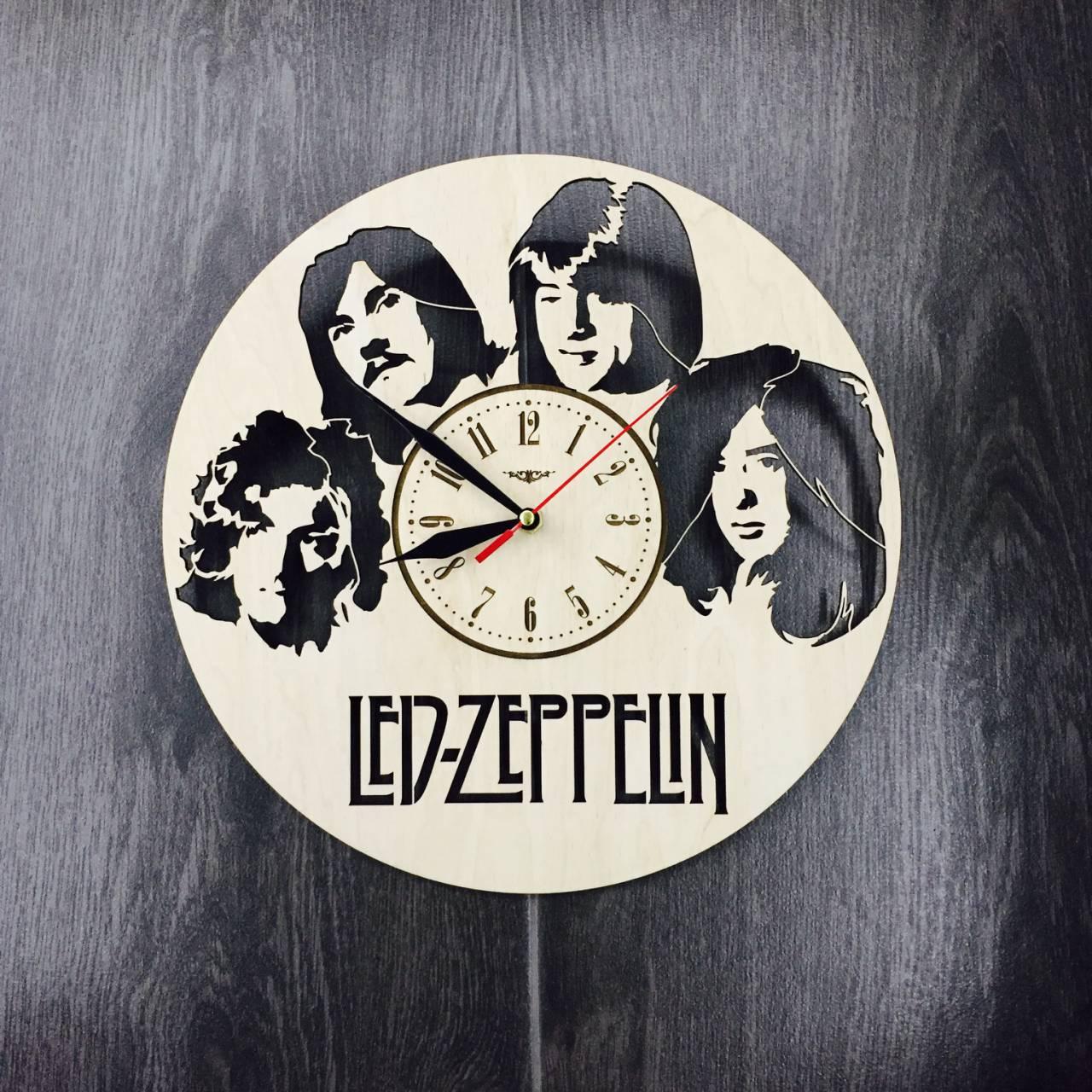 Арт-годинник настінний дерев'яний круглий «Led Zeppelin»