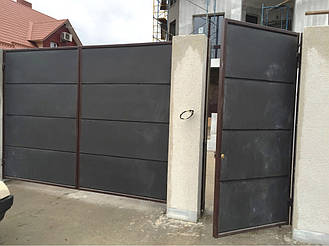 Ворота и калитка с зашивкой сендвич-панелями для частного дома