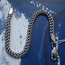 Срібний браслет, 225мм, 11 грамів, Пітон, чорніння, фото 2