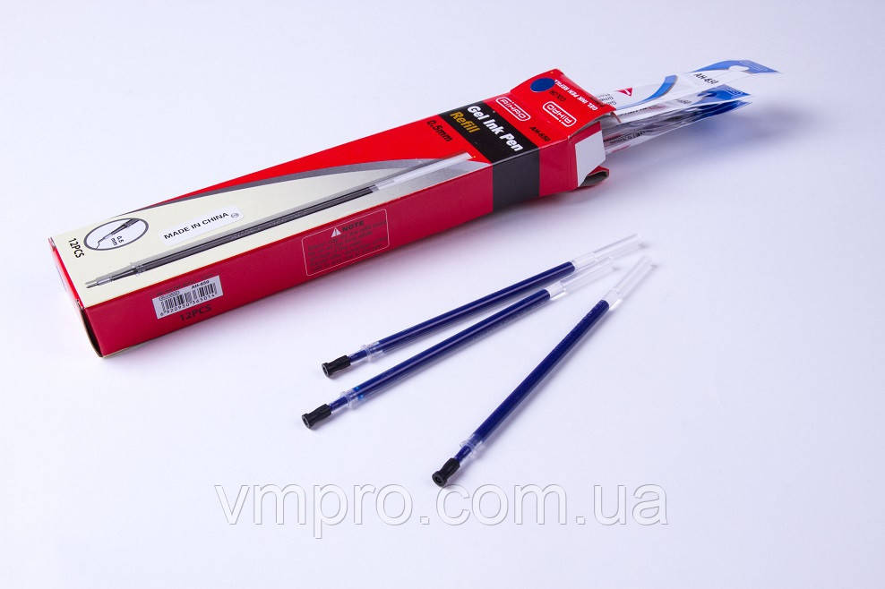 Змінний стрижень гелевий Aihao 0.5 mm, синій, №AH-650, ампулки для кулькових ручок