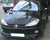 Спідниця на передній бампер під фарбування на Peugeot 206 1998-2012