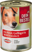 Консерва мяса говядины, домашней птицы и дичи для собак Hunde mit Rind Geflügel 400 гр