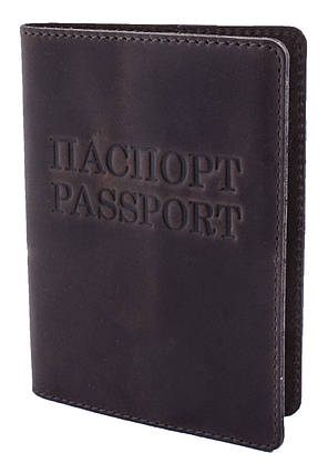 Обкладинка для паспорта VIP (антик темний шоколад) тиснення "ПАСПОРТ&PASSPORT", фото 1