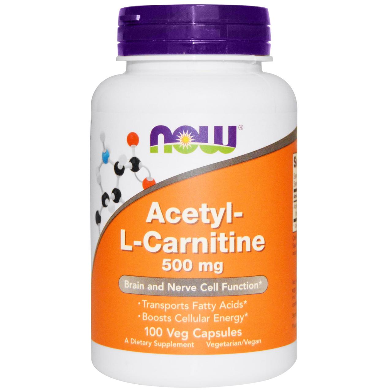 Ацетил-Л-карнітин / NOW - Acetyl L-Carnitine 500mg (100 caps) USA
