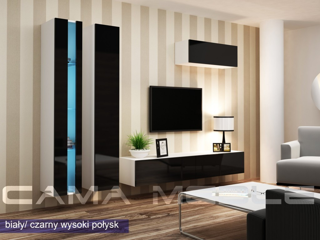 Вітальня Vigo NEW 1 Cama білий/чорний глянець