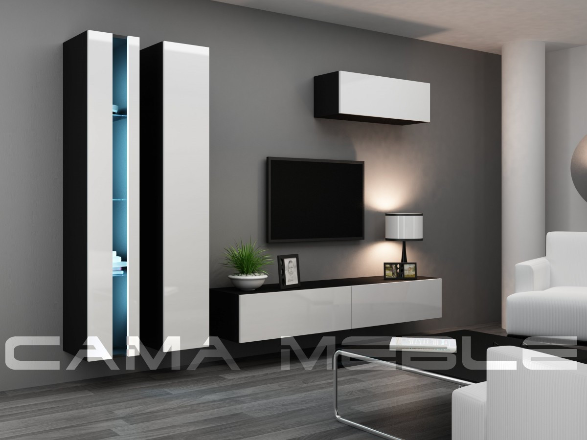 Вітальня Vigo NEW 1 Cama чорний/білий глянець