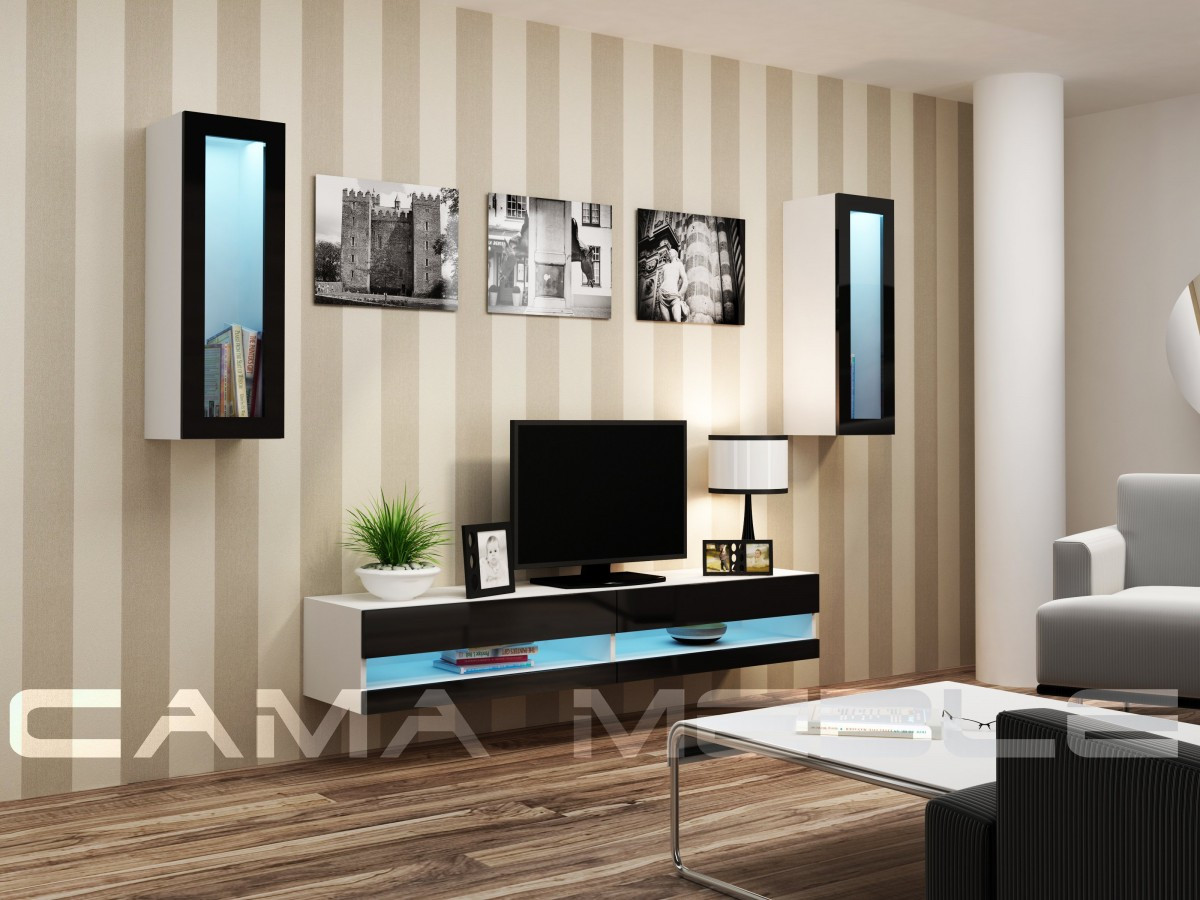 Вітальня Vigo NEW 11 Cama білий/чорний глянець, фото 1