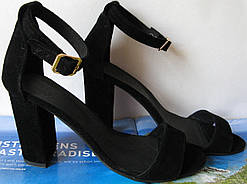 Viva літо! жіночі стильні босоніжки каблук 10 см чорні туфлі замша 39,40