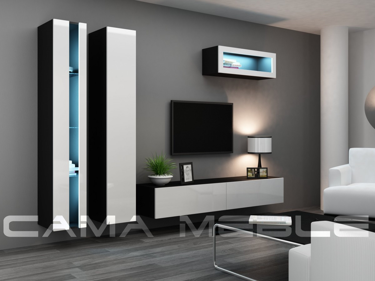 Вітальня Vigo NEW 2 Cama чорний/білий глянець