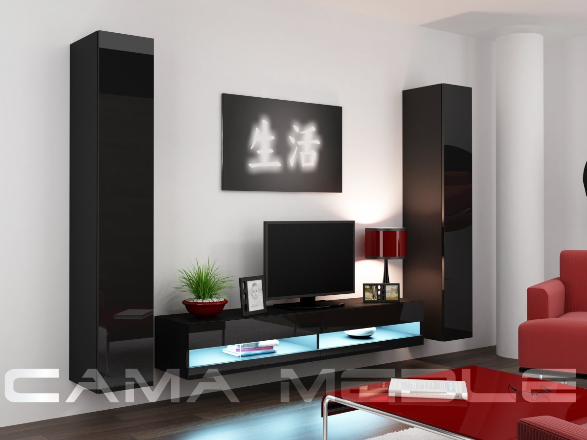 Вітальня Vigo NEW 4 Cama чорний/чорний глянець