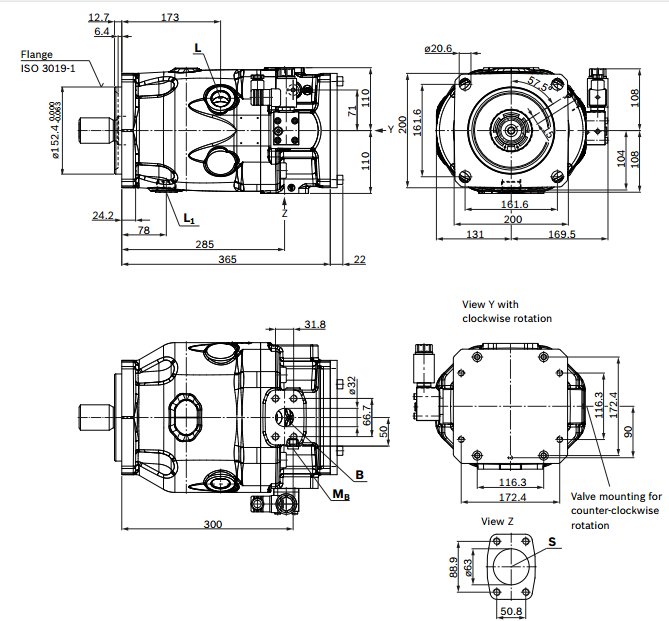 Аксіально-поршневые регульовані насосы Bosch Rexroth A10VZO - фото 2 - id-p557116166