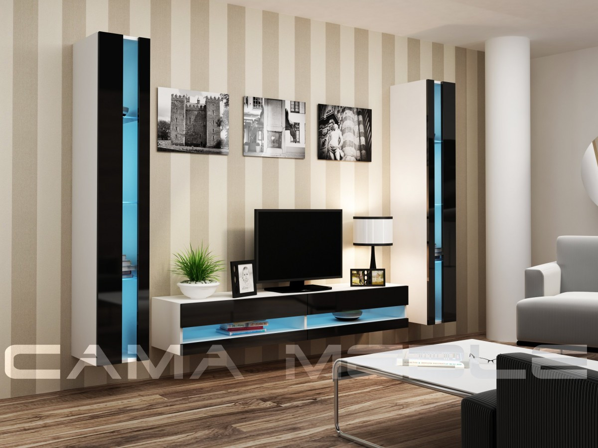 Вітальня Vigo NEW 3 Cama білий/чорний глянець