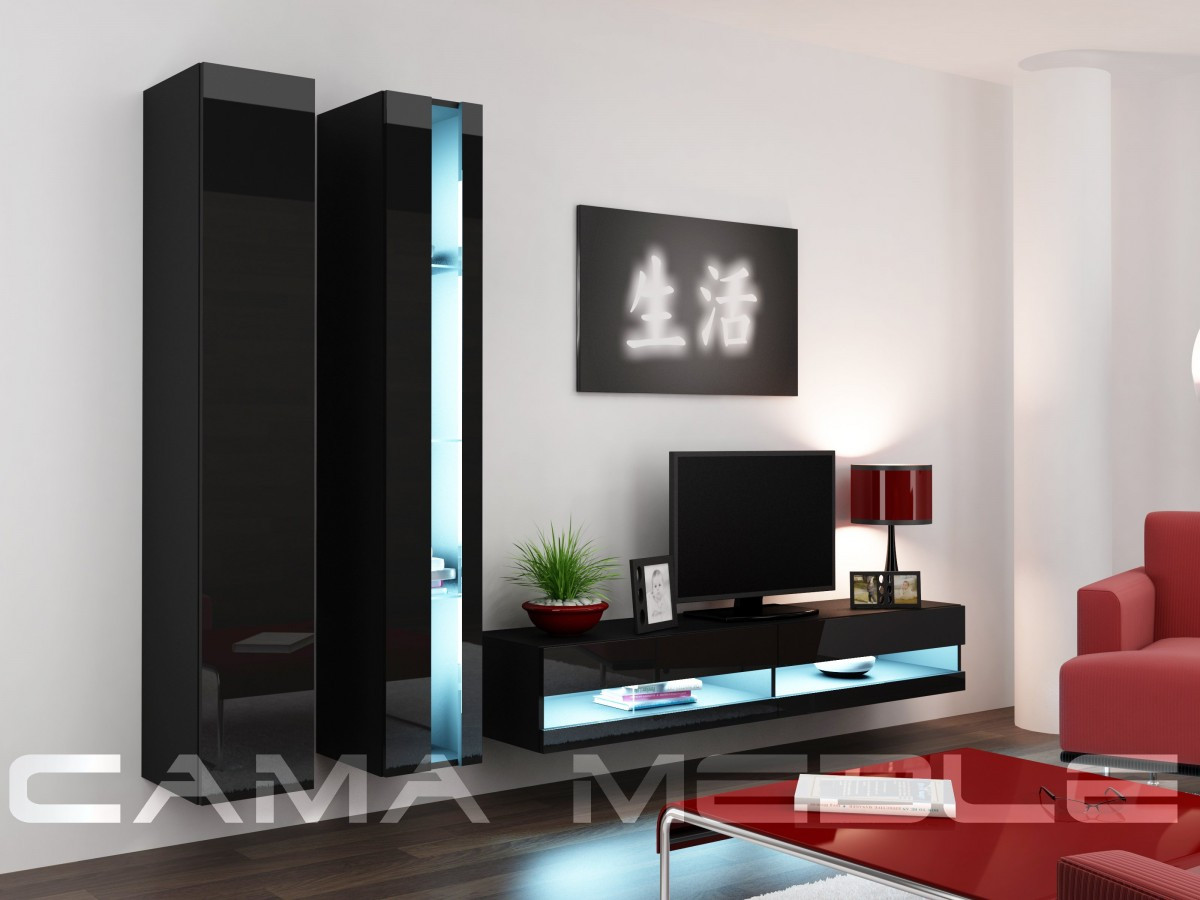 Вітальня Vigo NEW 5 Cama чорний/чорний глянець