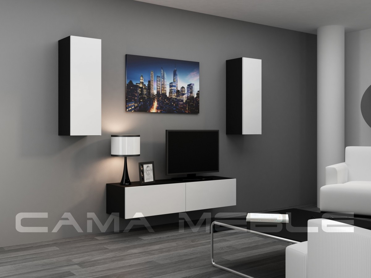 Вітальня Vigo VII Cama чорний/білий глянець