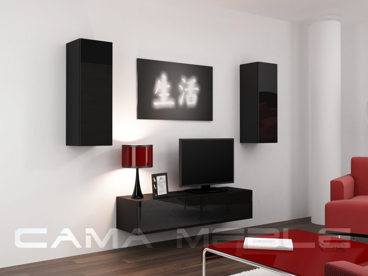 Вітальня Vigo VII Cama чорний/чорний глянець