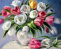 Алмазная живопись Тюльпаны в вазе DM-145 (40 х 50 см) ТМ Алмазная мозаика