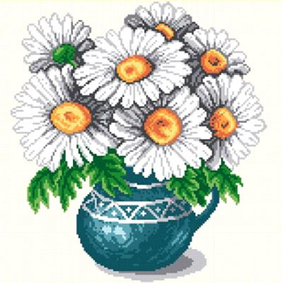 Алмазний живопис Букет ромашек DM-146 (30 х 30 см) ТМ Алмазна мозаїка, фото 1